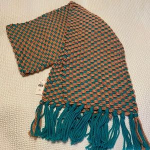 NWT Anthropologie Chunky Knit Scarf, Peach-Teal